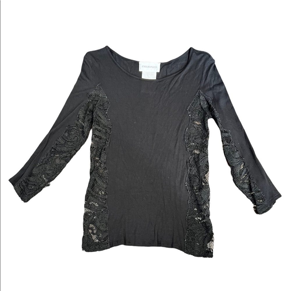 Emilio Pucci Black Top with Lace Detail
